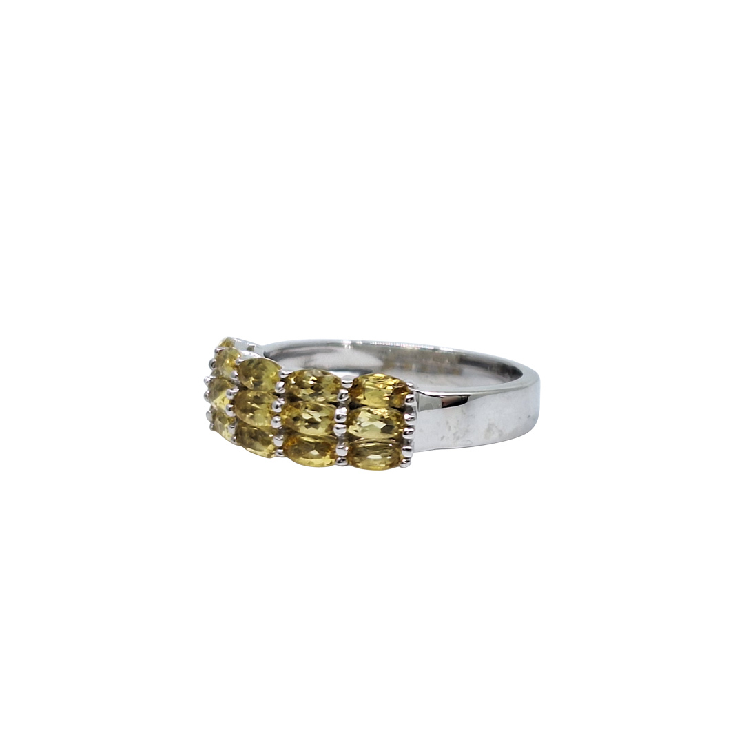 9ct White Gold Yellow Gemstone Ring