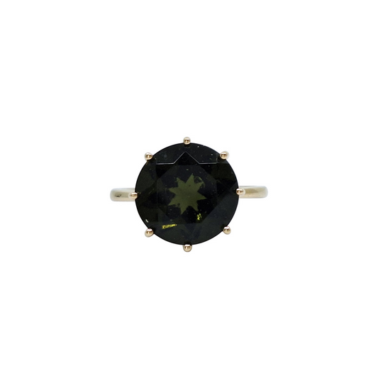 10ct Yellow Gold Green Gemstone Ring