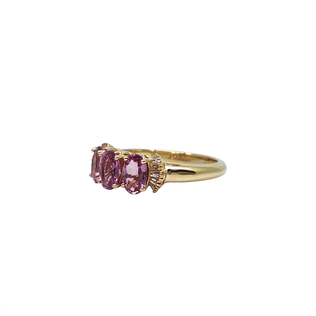 18ct Yellow Gold Pink Sapphire & Diamond Ring