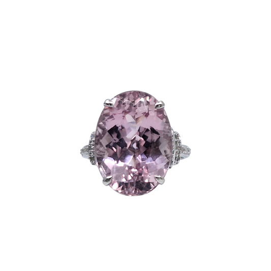 18ct White Gold Kunzite & Diamond Ring