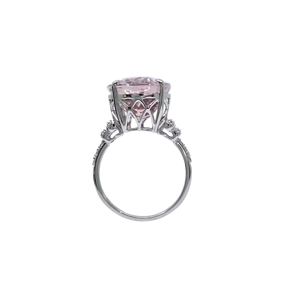 18ct White Gold Kunzite & Diamond Ring