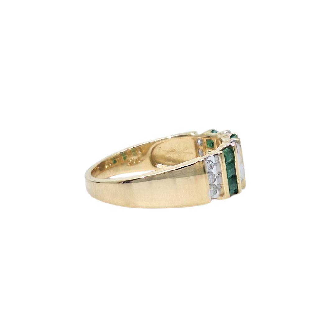 14ct Yellow Gold Emerald & Diamond Ring