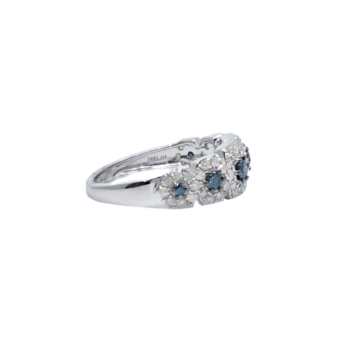 9ct White Gold Blue & White Diamond Ring