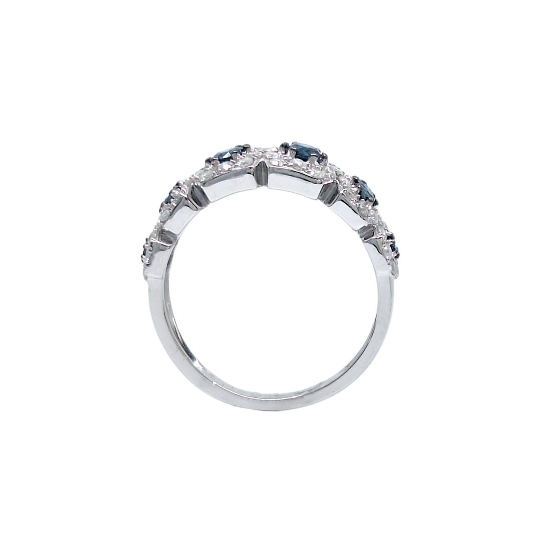 9ct White Gold Blue & White Diamond Ring