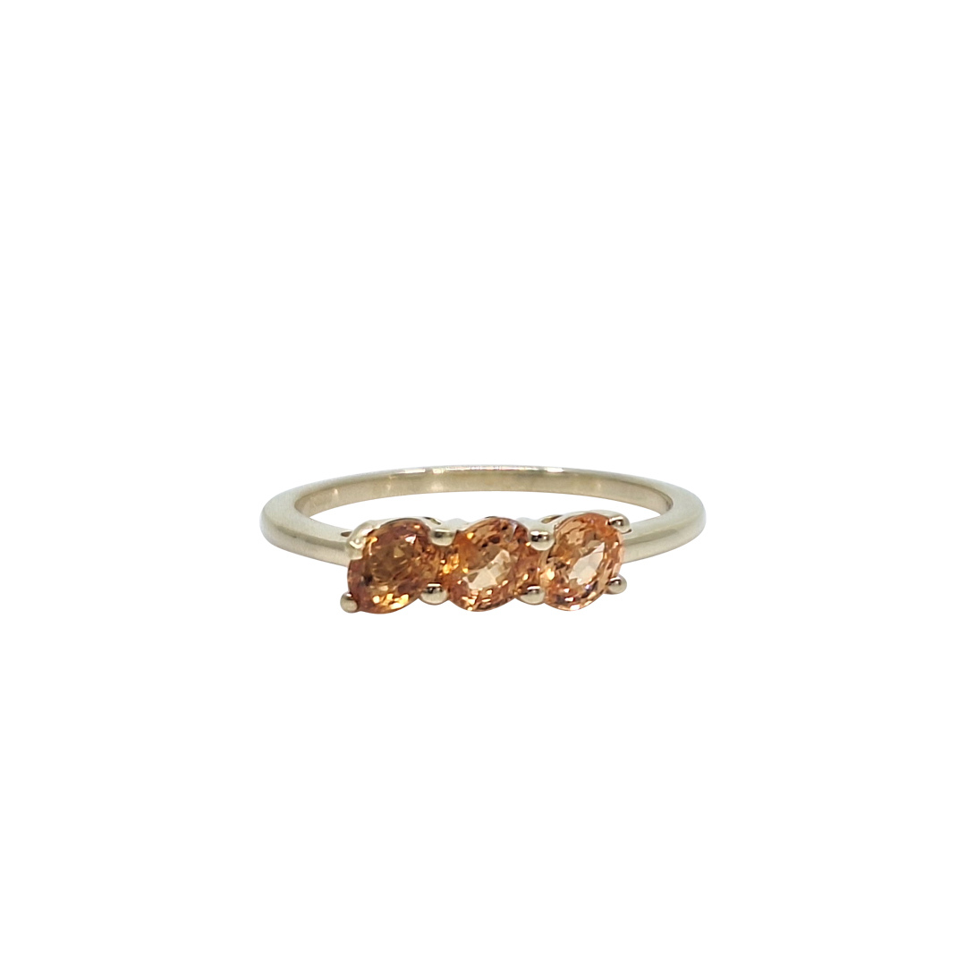 9ct Yellow Gold Orange Gemstone Ring