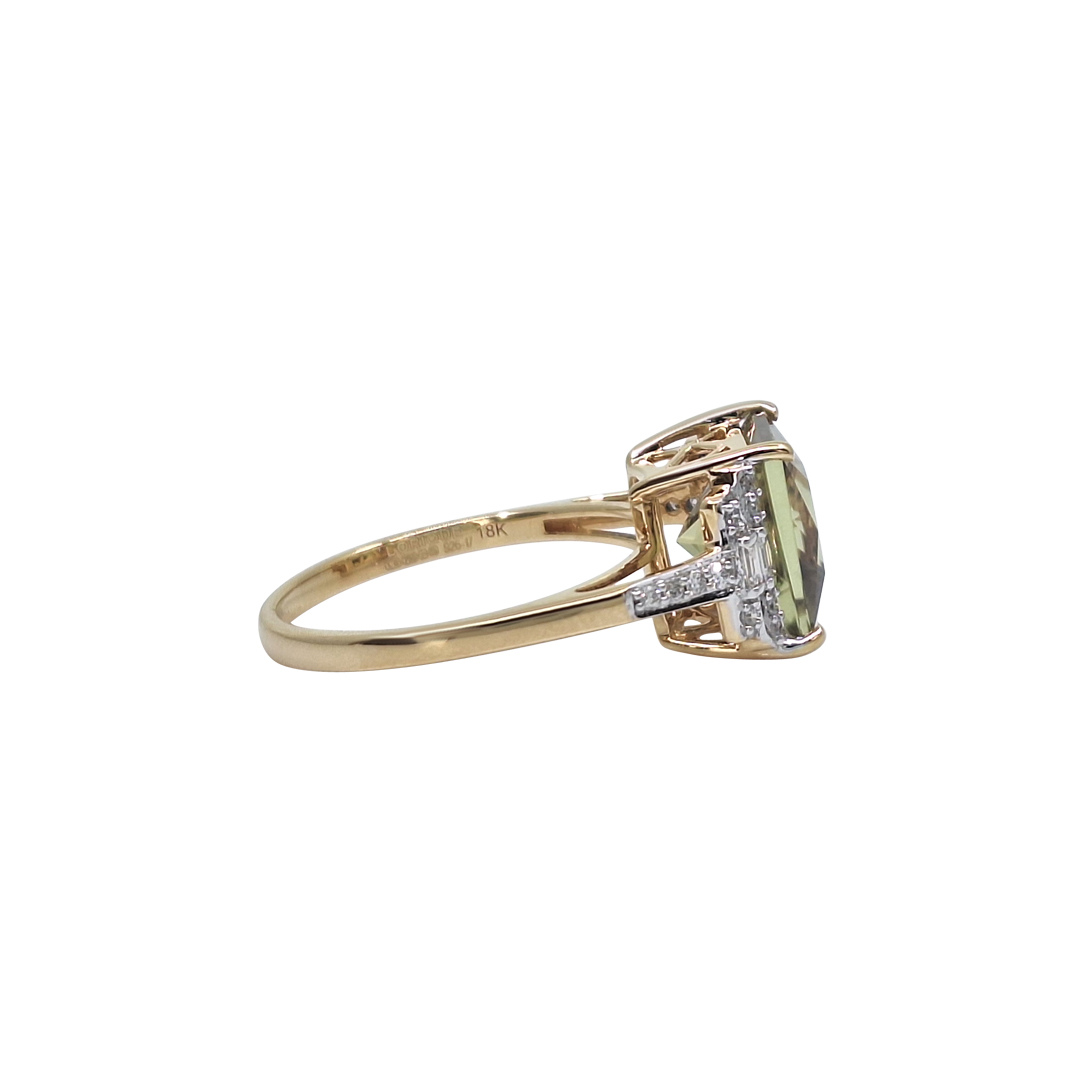 18ct Yellow Gold Csarite & Diamond Ring