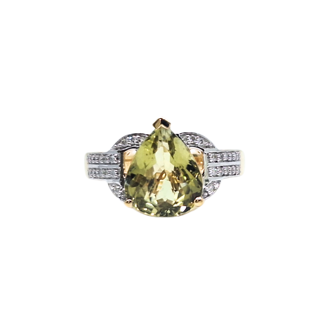 18ct Yellow Gold Csarite & Diamond Ring