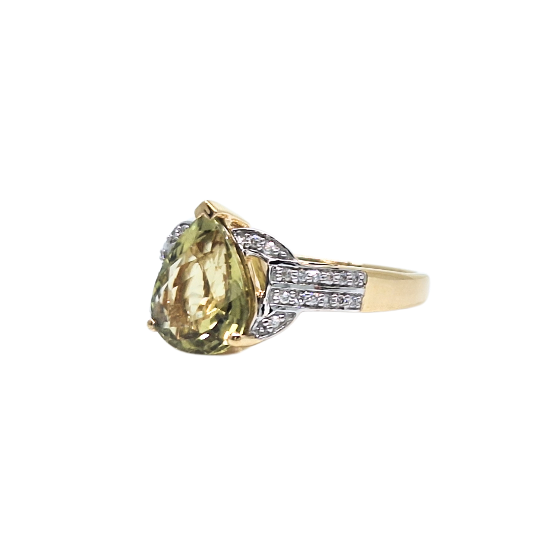 18ct Yellow Gold Csarite & Diamond Ring