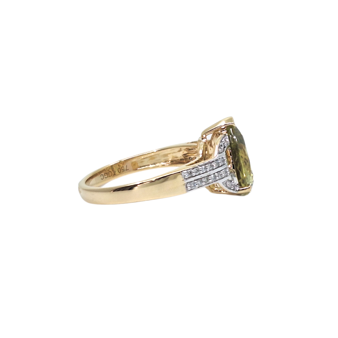 18ct Yellow Gold Csarite & Diamond Ring