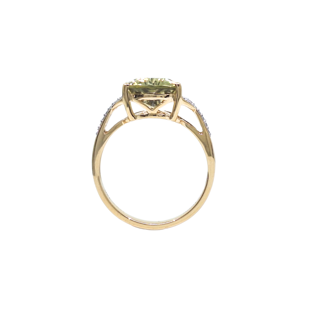 18ct Yellow Gold Csarite & Diamond Ring