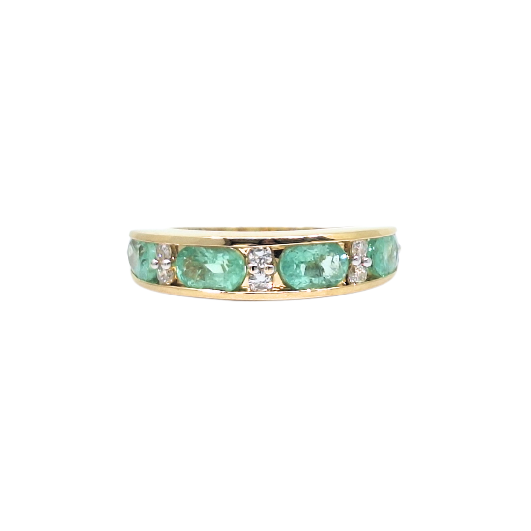 18ct Yellow Gold Gemstone & Diamond Eternity Ring