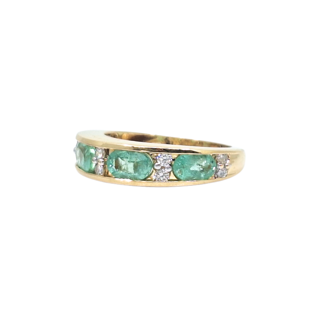 18ct Yellow Gold Gemstone & Diamond Eternity Ring