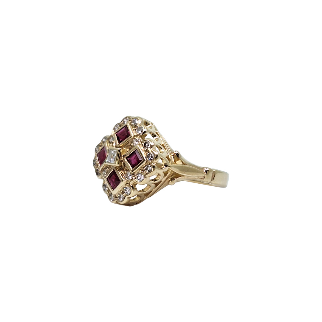 9ct Yellow Gold Ruby & Diamond Ring