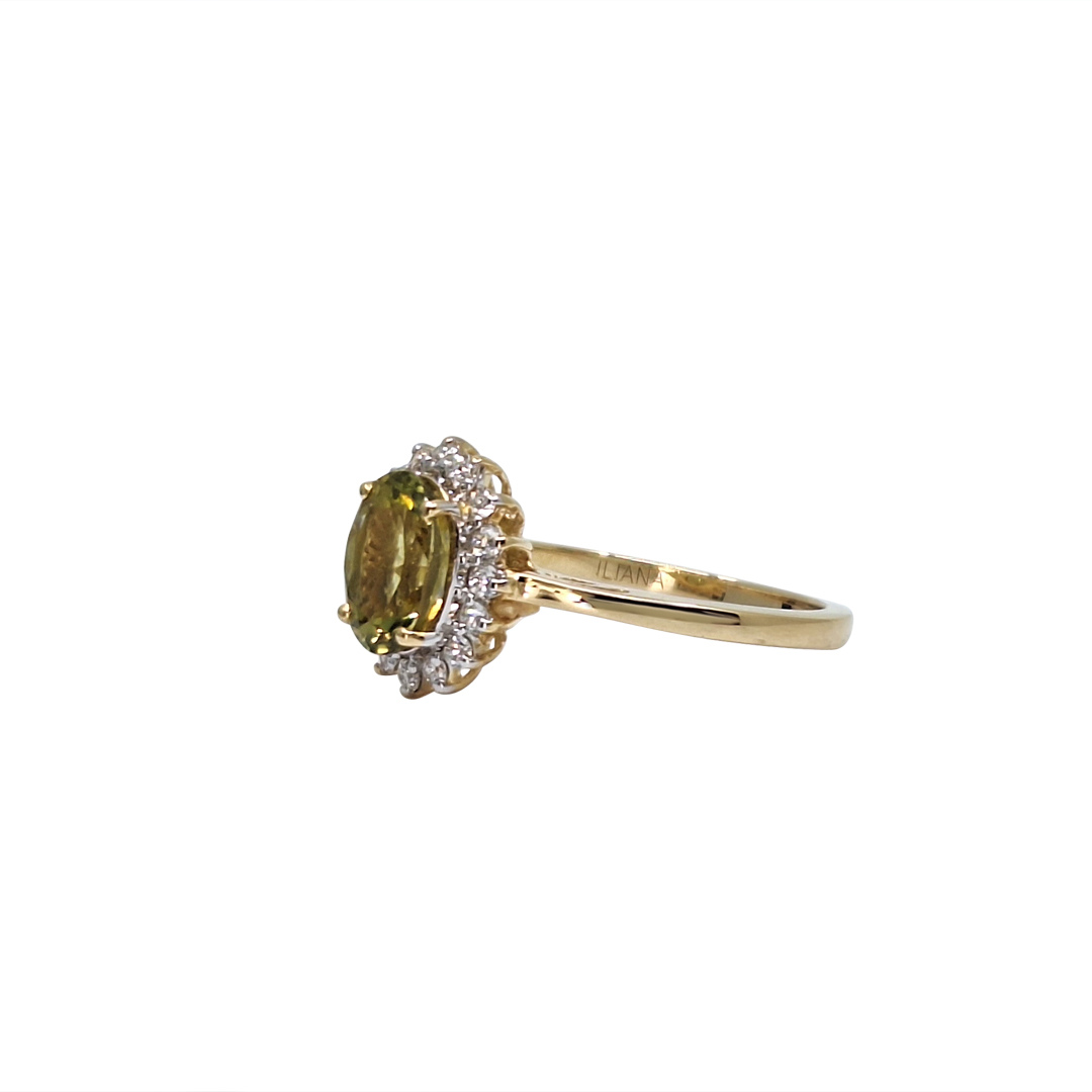 18ct Yellow Gold Csarite & Diamond Ring