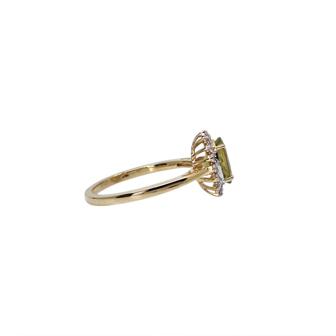 18ct Yellow Gold Csarite & Diamond Ring