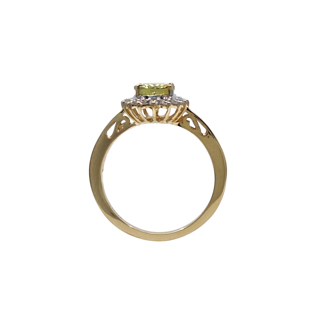 18ct Yellow Gold Csarite & Diamond Ring