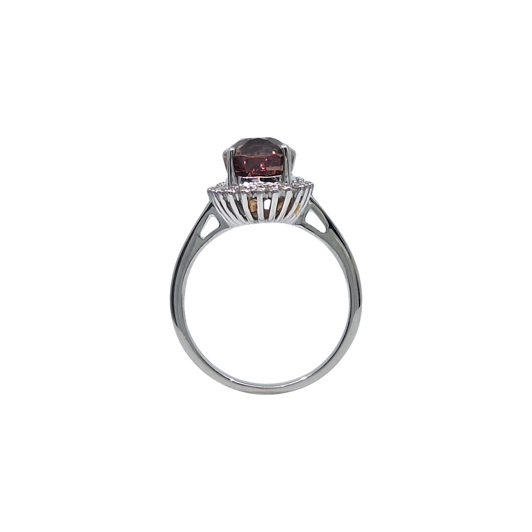 Platinum Gemstone & Diamond Ring