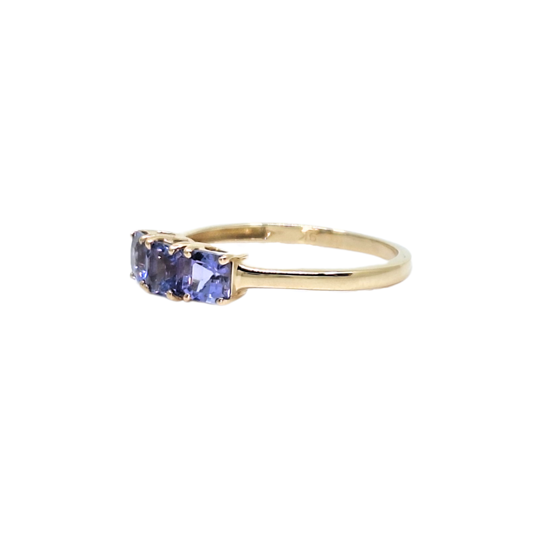 9ct Yellow Gold Tanzanite Three Stone Ring