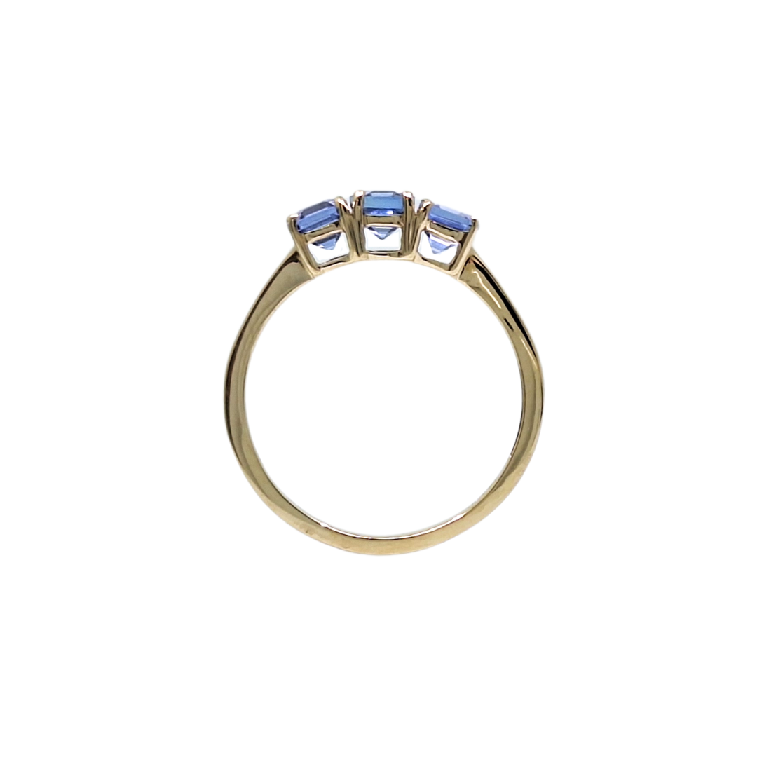 9ct Yellow Gold Tanzanite Three Stone Ring