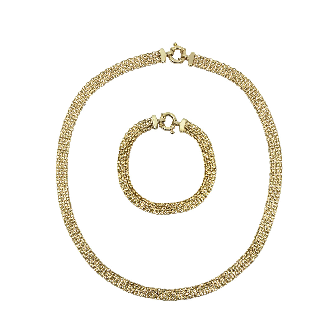 9ct Yellow Gold Necklace & Bracelet Set