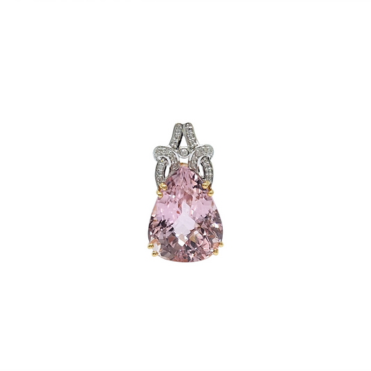 18ct Yellow Gold Kunzite & Diamond Pendant