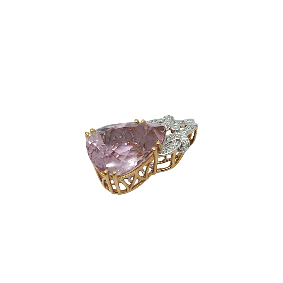 18ct Yellow Gold Kunzite & Diamond Pendant