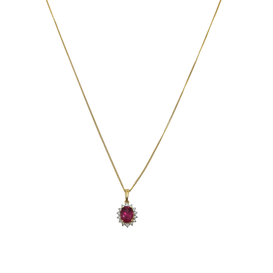 18ct Yellow Gold Gemstone & Diamond Pendant