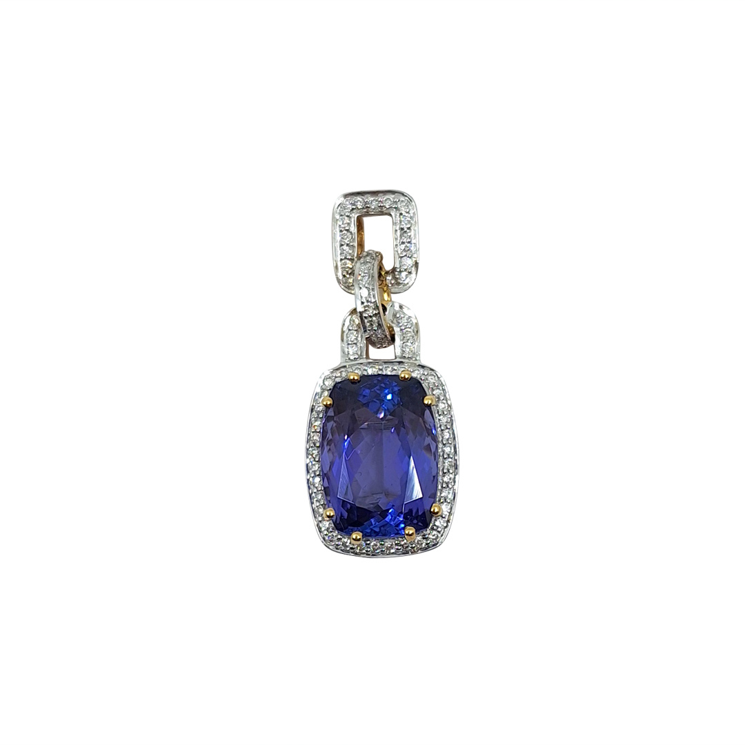 18ct Yellow Gold Tanzanite & Diamond Pendant