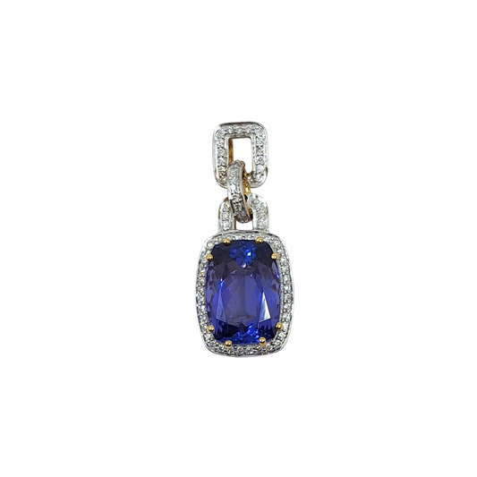 18ct Yellow Gold Tanzanite & Diamond Pendant