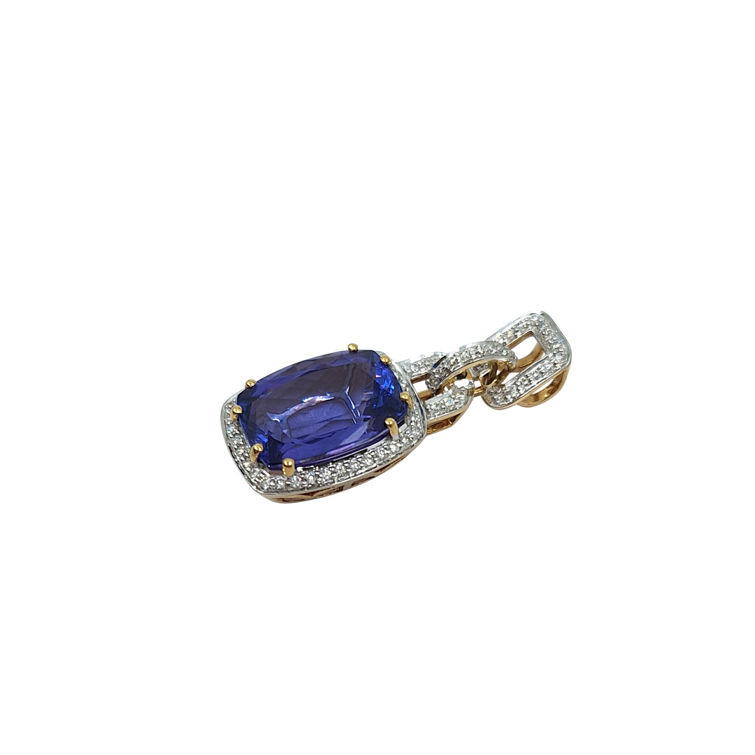 18ct Yellow Gold Tanzanite & Diamond Pendant