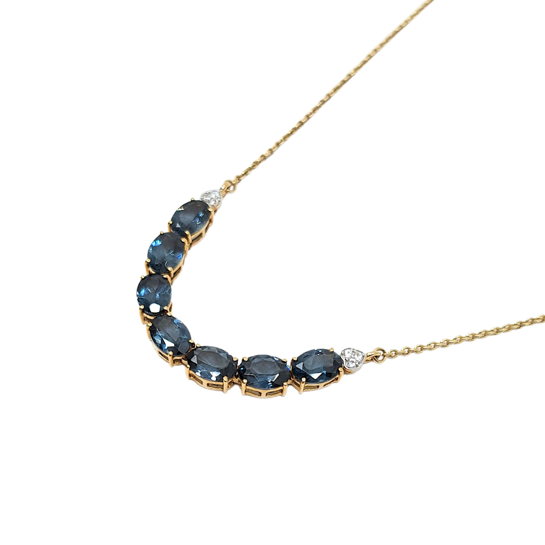 10ct Yellow Gold Blue Gemstone Necklace