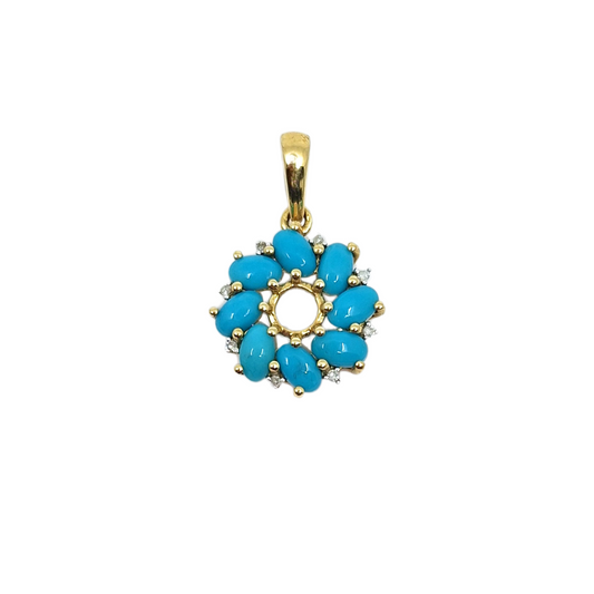 10ct Yellow Gold Turquoise Pendant