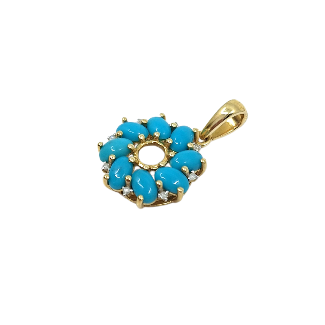 10ct Yellow Gold Turquoise Pendant