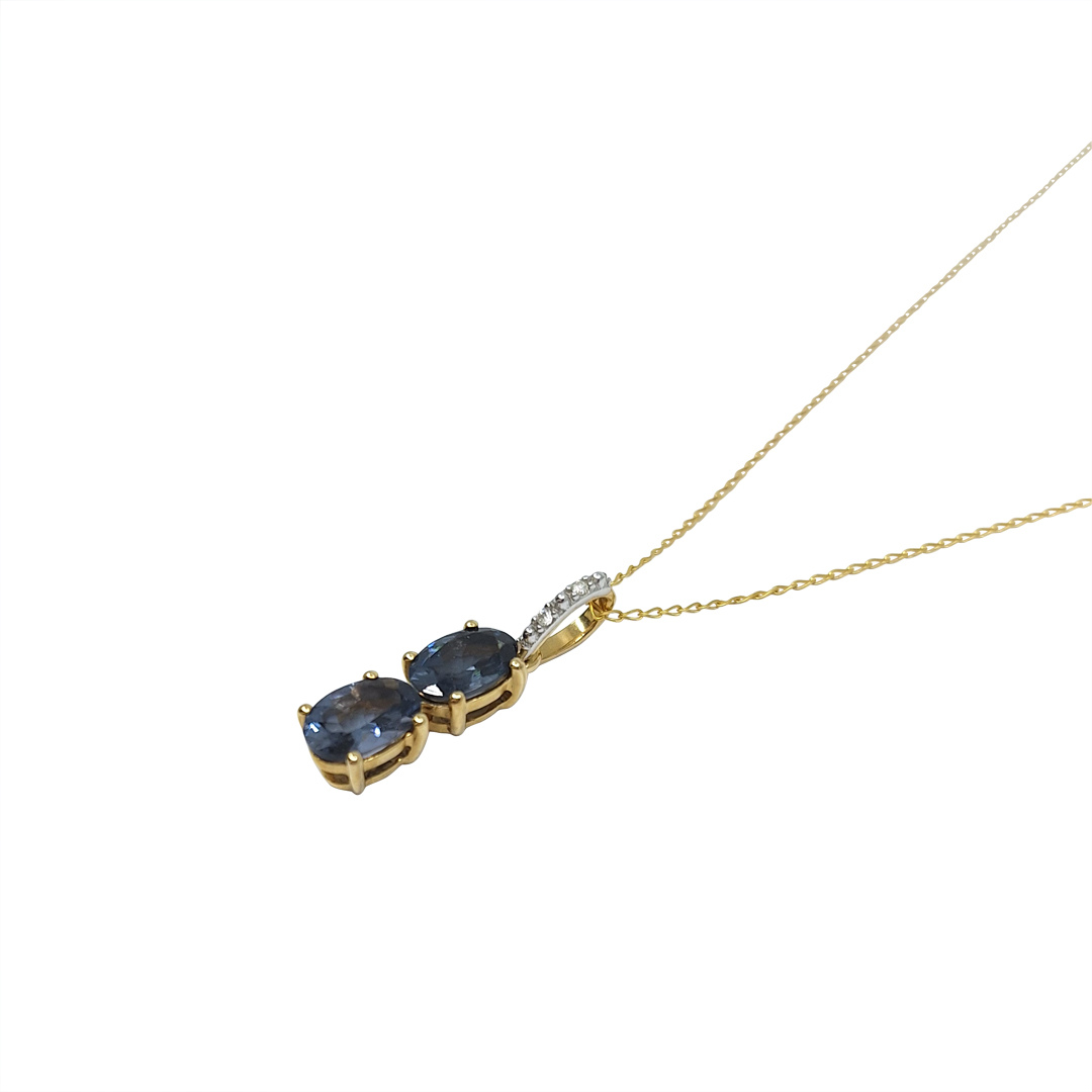 10ct Yellow Gold Gemstone & Diamond Pendant