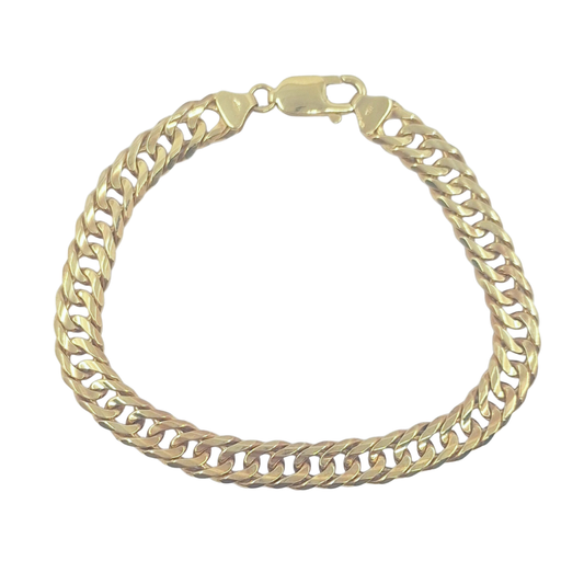 9ct Yellow Gold Double Curb Bracelet 8"