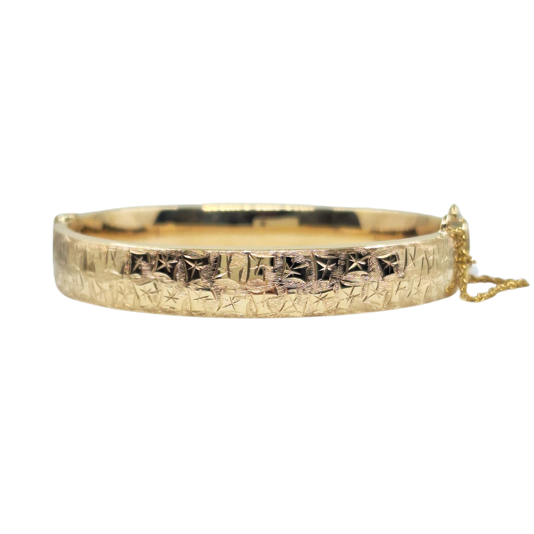 9ct Yellow Gold Engraved Bangle