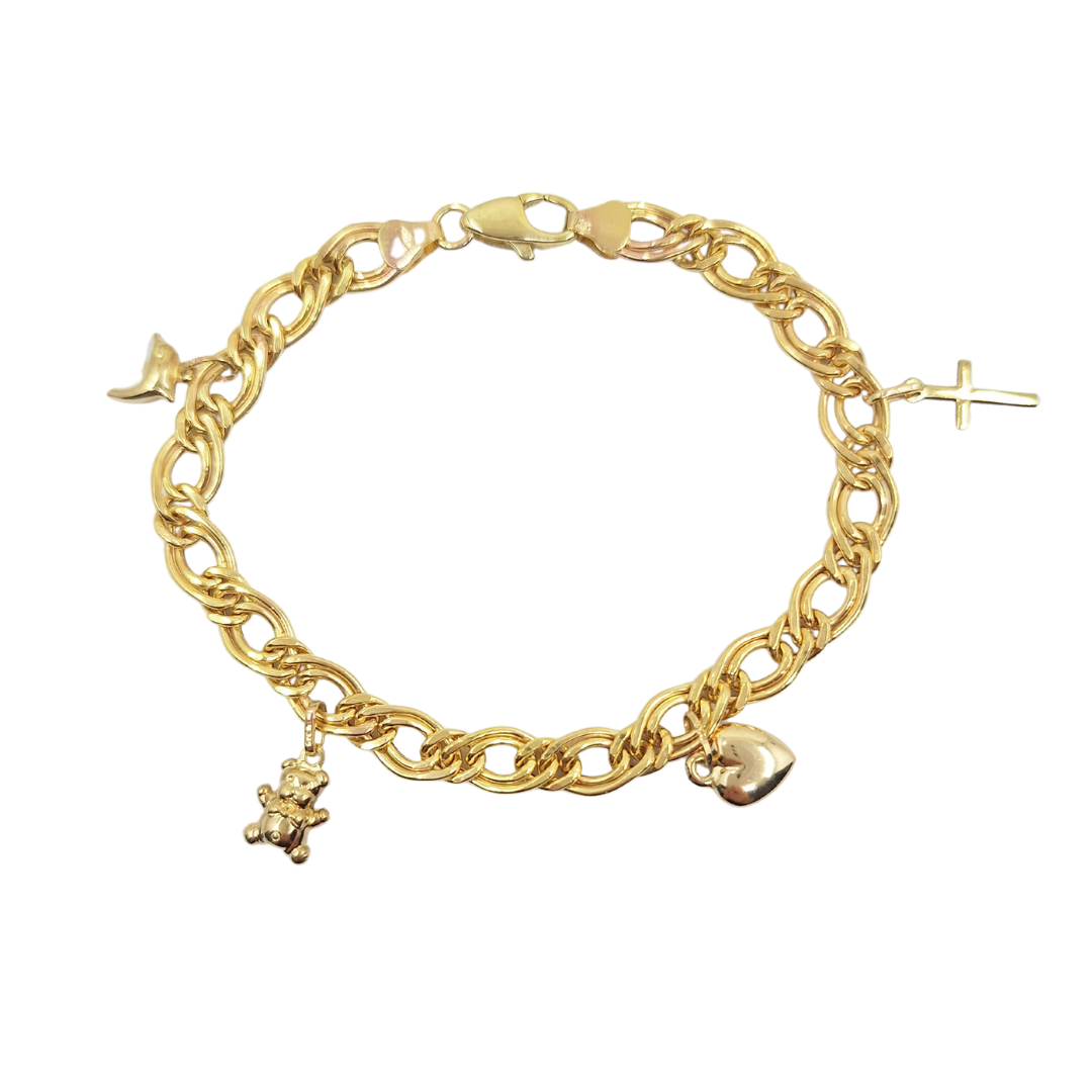 9ct Yellow Gold Charm Bracelet With Charms