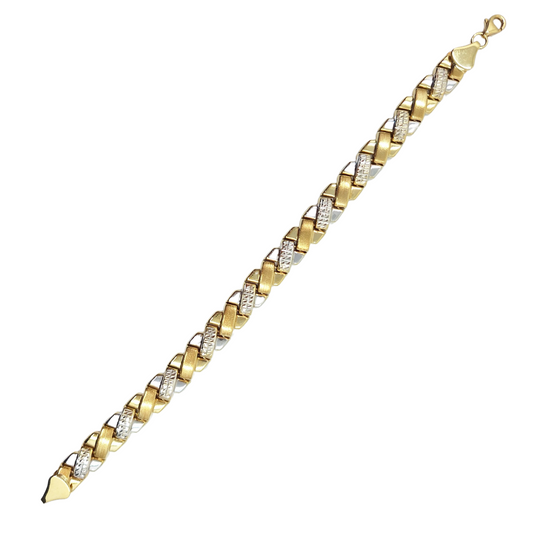 9ct Yellow & White Gold Kiss Link Bracelet