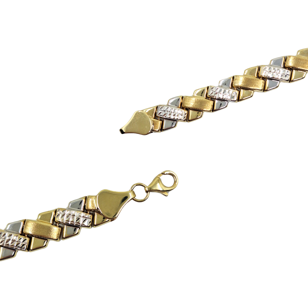 9ct Yellow & White Gold Kiss Link Bracelet