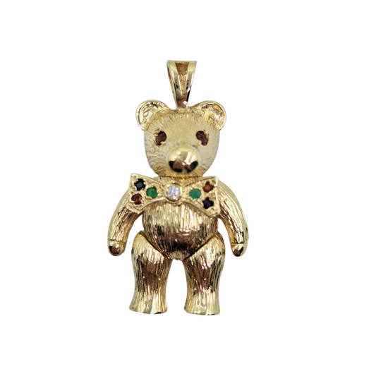 9ct Yellow Gold Cubic Zirconia Teddy Bear Pendant