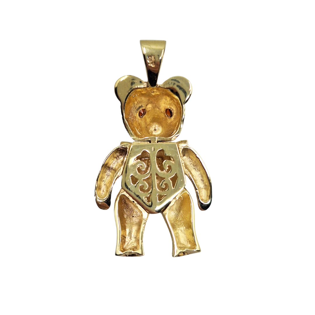 9ct Yellow Gold Cubic Zirconia Teddy Bear Pendant