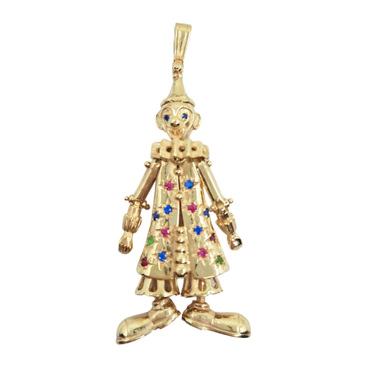 9ct Yellow Gold Cubic Zirconia Clown Pendant