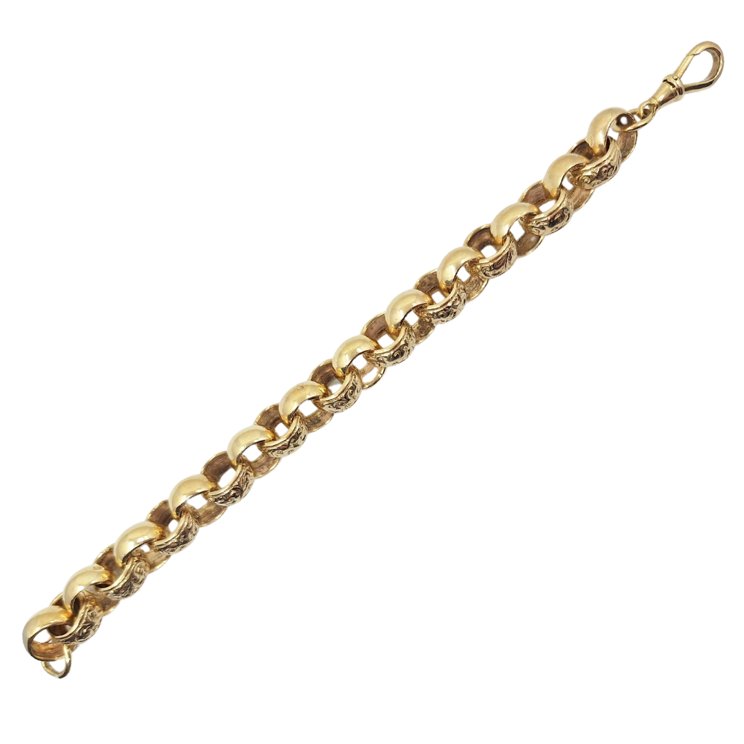 9ct Yellow Gold Pattern & Plain Belcher Bracelet