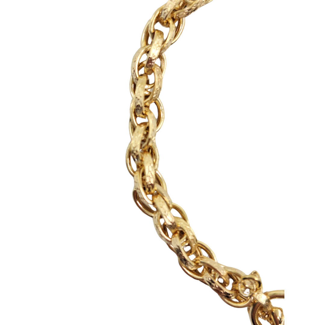 9ct Yellow Gold Prince Of Wales Bracelet With Filigree Heart Clasp