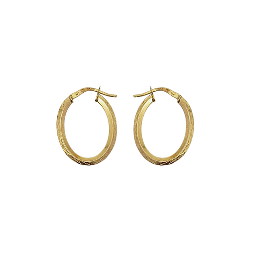 9ct Yellow Gold Oval Creole Earrings