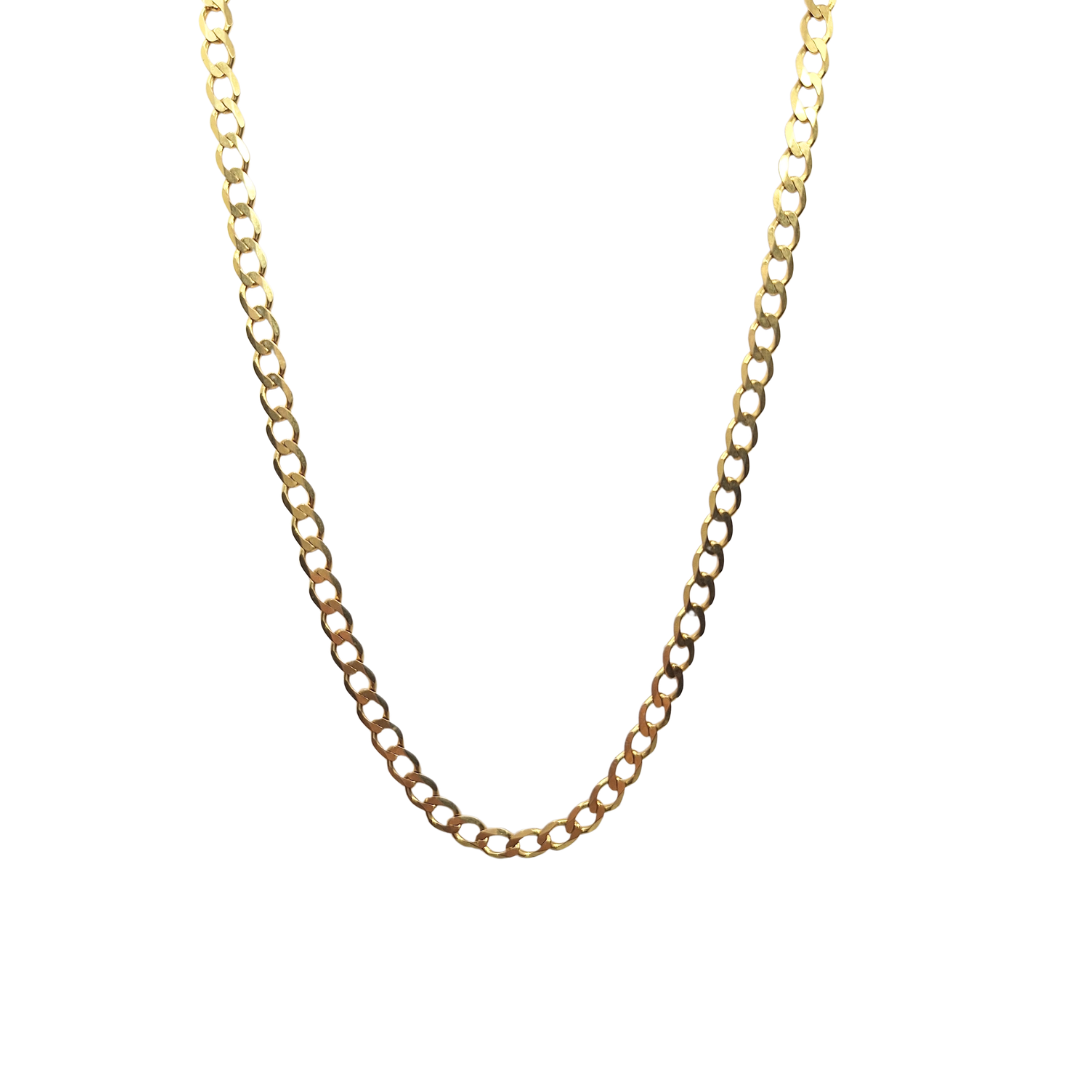 9ct Yellow Gold Solid Curb Chain 22"