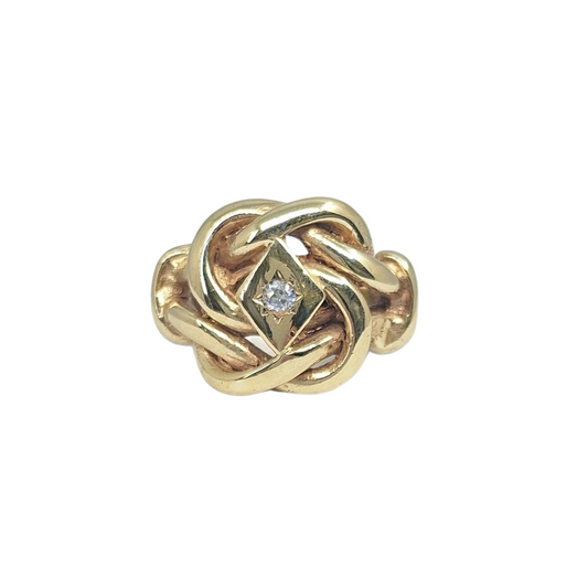 9ct Yellow Gold CZ Knot Ring