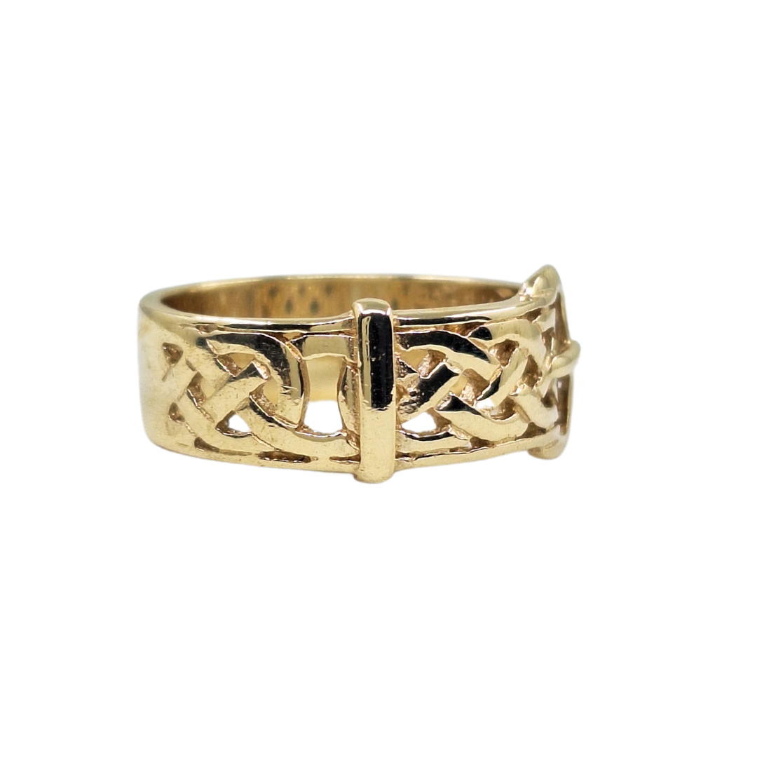 9ct Yellow Gold Celtic Style Buckle Ring