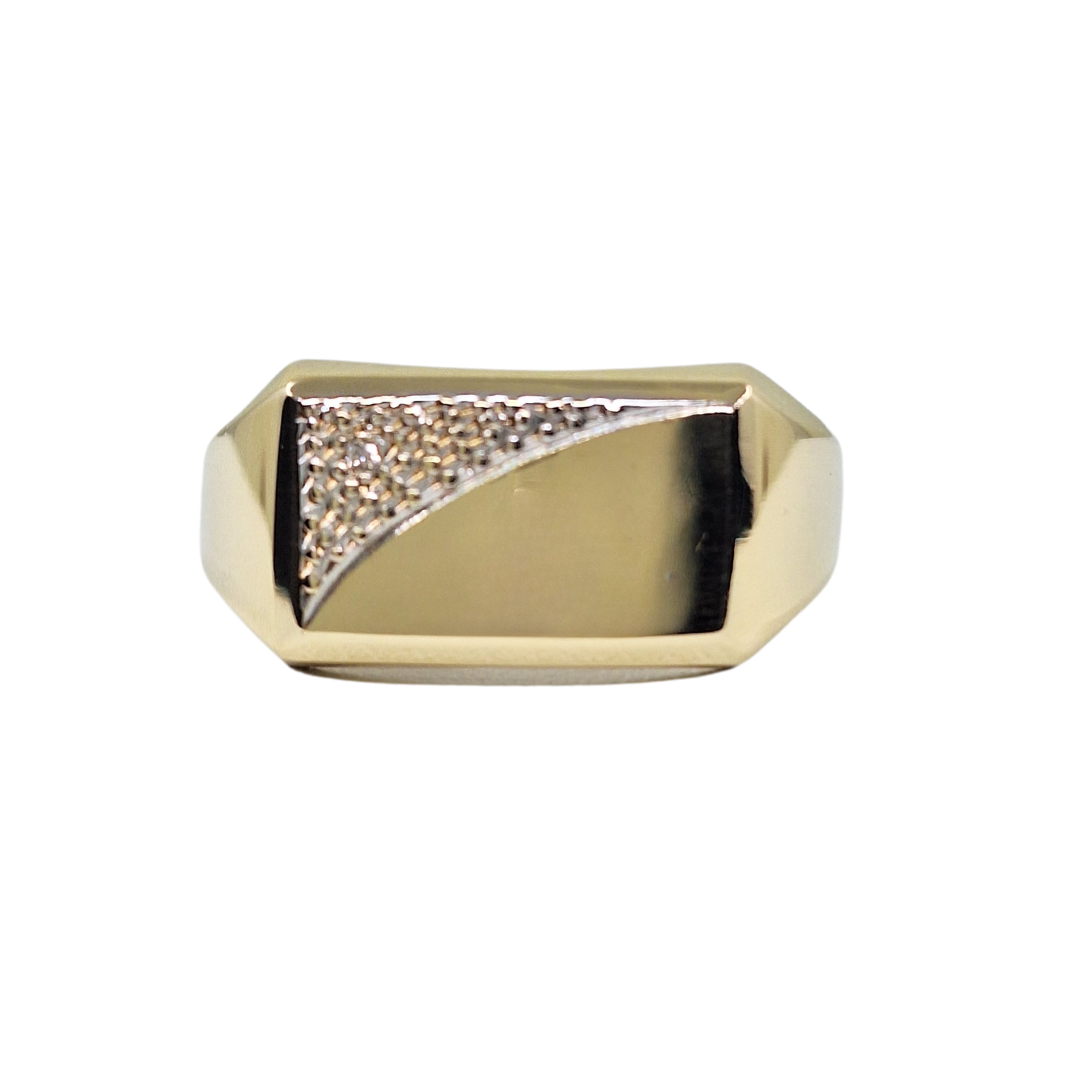 9ct Yellow Gold Diamond Set Signet Ring