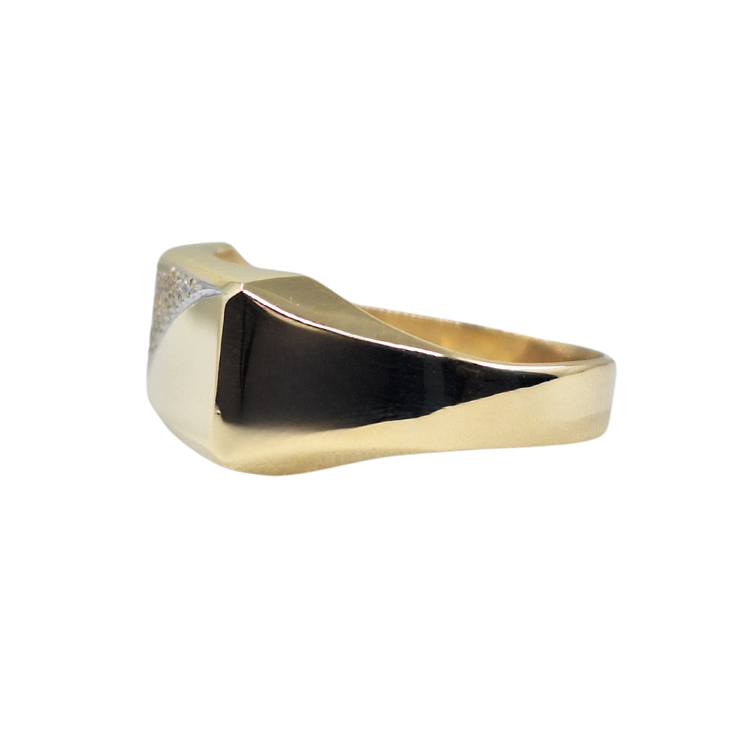 9ct Yellow Gold Diamond Set Signet Ring